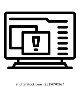 Pc virus alert icon outline vector. Data secure. Safety privacy