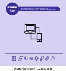 Pc vs smartphone screen mirror icon vector