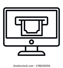 Pc web online loan icon. Outline pc web online loan vector icon for web design isolated on white background