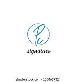 Pc white background handwritten logo