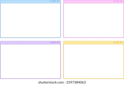 PC window cute pastel color frame classic vector Illustration