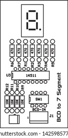 PCB of Binary Code Decimal to Seven Segment Components Layer