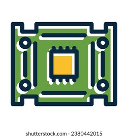 Pcb Board Vector Thick Line Filled Dark Colors Icons For Personal And Commercial Use.
