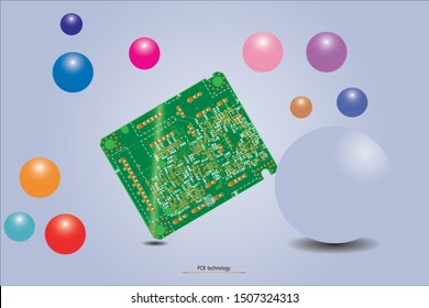 pcb with colorful ball. suitable as a background for your business presentation.