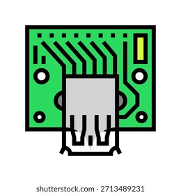 PCB conectado puerto USB color icono Vector. PCB conectado puerto USB signo. Ilustración de símbolo aislado