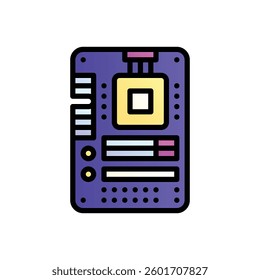 PCB. Editable vector icon, coloured with outlined stroke.