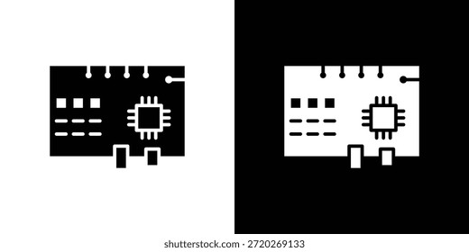 Icono de PCB. Icono de diseño plano simple en blanco y negro