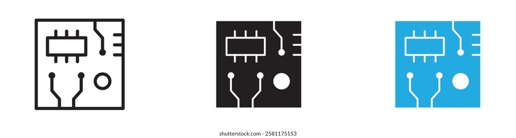 PCB icon black white vector outline