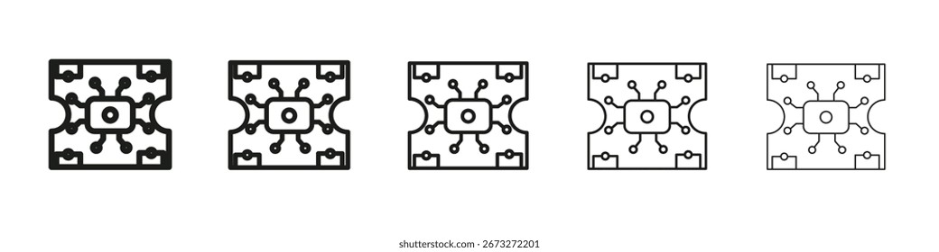 ícone PCB vetor contorno conjunto sinal de ilustração