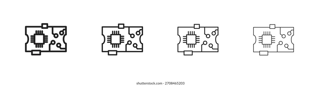 PCB icons in black simple line elements.