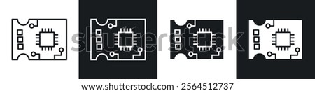 PCB icons collection in black filled and line style.