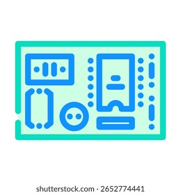 pcb rotulado componentes ícone de cor vetor. pcb rotulado componentes sinal. símbolo isolado ilustração