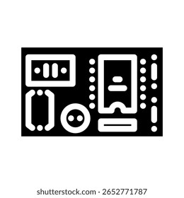 pcb rotulado componentes ícone do glifo vetor. pcb rotulado componentes sinal. símbolo isolado ilustração