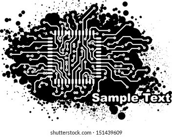 PCB layout on a grunge background