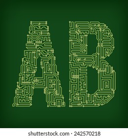 PCB letter and digits. Vector illustration.