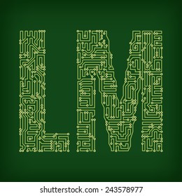 PCB letter and digits. Vector illustration.