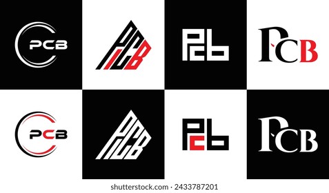 PCB logo. P C B design. White PCB letter. PCB, P C B letter logo design. Initial letter PCB linked circle uppercase monogram logo.