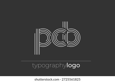 PCB modern geometric typography logo. Modern and stylish composition featuring a monochromatic typography logo illustration designed with intricate lines.