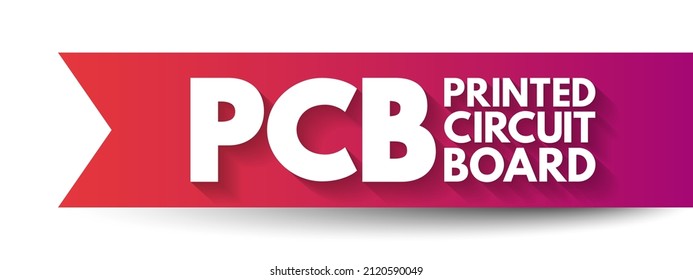 PCB Printed Circuit Board - laminated sandwich structure of conductive and insulating layers, acronym text concept background