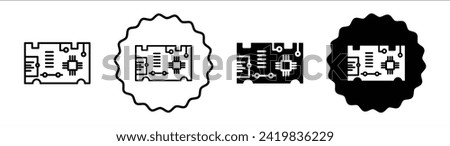 PCB set in black and white color. PCB simple flat icon vector