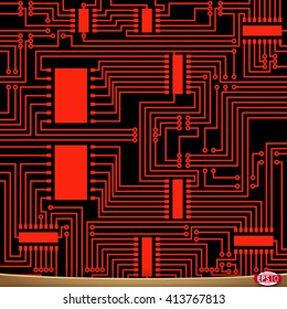 PCB wiring scheme. Vector electrical background. Computer motherboard abstract tech equipment. Electrical abstract circuit pcb scheme. Modern pcb (printed circuit board) engineering background. 