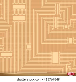 PCB wiring scheme. Vector electrical background. Computer motherboard abstract tech equipment. Electrical abstract circuit pcb scheme. Modern pcb (printed circuit board) engineering background. 