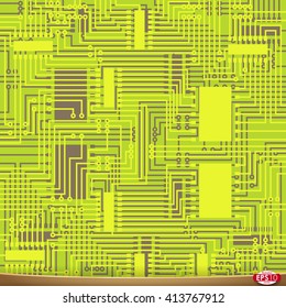 PCB wiring scheme. Vector electrical background. Computer motherboard abstract tech equipment. Electrical abstract circuit pcb scheme. Modern pcb (printed circuit board) engineering background. 