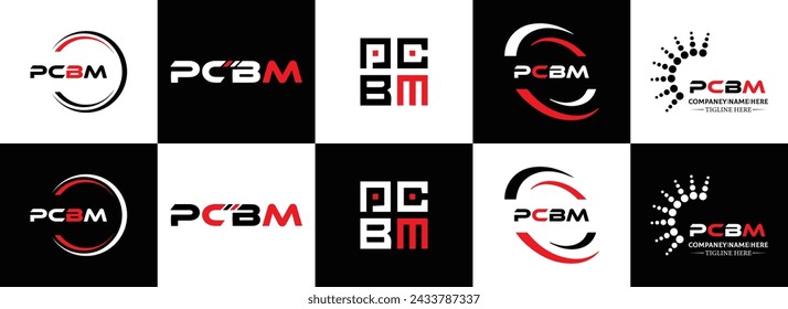 PCBM logo. P C B M design. White PCBM letter. PCBM, P C B M letter logo design. Initial letter PCBM linked circle uppercase monogram logo.
