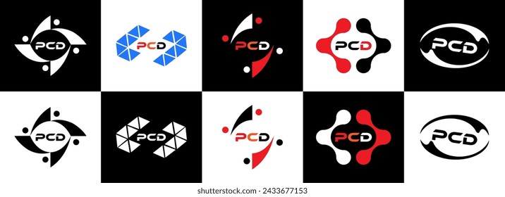 PCD logo. P C D design. White PCD letter. PCD, P  D letter logo design. Initial PCD linked circle uppercase monogram logo. P C letter logo vector design. P C D letter  design five style.