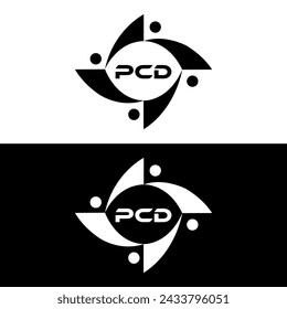 PCD logo. P C design. White PCD letter. PCD, P C D letter logo design. Initial  PCD linked circle uppercase monogram logo. P C D letter logo vector design.