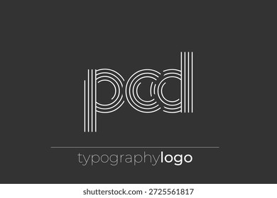 PCD modern geometric typography logo. Modern and stylish composition featuring a monochromatic typography logo illustration designed with intricate lines.