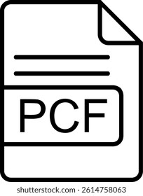 PCF File Format Line Vector Icon Design