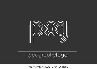 PCG modern geometric typography logo. Modern and stylish composition featuring a monochromatic typography logo illustration designed with intricate lines.