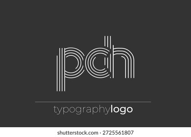 PCH modern geometric typography logo. Modern and stylish composition featuring a monochromatic typography logo illustration designed with intricate lines.
