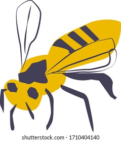 Pchelka.yellow honeybee on a white background.vector