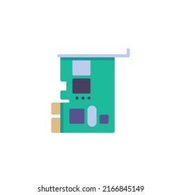 Icono plano de tarjeta PCI, signo vectorial, pictograma colorido de tarjeta de expansión aislado en blanco. Símbolo, ilustración del logotipo. Diseño de estilo plano
