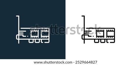 pci card icon isolated on white and black colors. pci card outline linear vector icon from computer peripherals collection for mobile apps, web and ui.