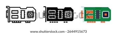 pci card icon set. for mobile concept and web design on white background