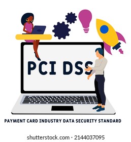 PCI DSS - Payment Card Industry Data Security Standard acronym. business concept background.  vector illustration concept with keywords and icons. lettering illustration with icons for web banner, fly