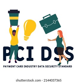 PCI DSS - Payment Card Industry Data Security Standard acronym. business concept background.  vector illustration concept with keywords and icons. lettering illustration with icons for web banner, fly