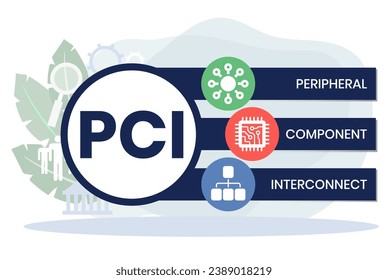 PCI - Peripheral Component Interconnect acronym. business concept background. Vector illustration for website banner, marketing materials, business presentation, online advertising
