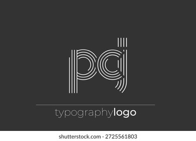 PCJ modern geometric typography logo. Modern and stylish composition featuring a monochromatic typography logo illustration designed with intricate lines.