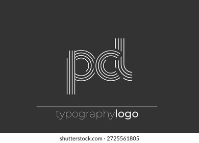 Logotipo da tipografia geométrica moderna da PCL. Composição moderna e elegante com uma ilustração de logotipo de tipografia monocromática projetada com linhas intrincadas.
