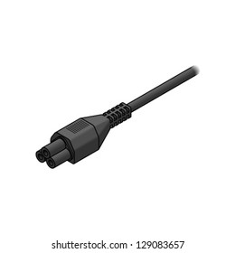 A PC/laptop power cord: 3-pin "clover" plug.