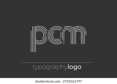 PCM modern geometric typography logo. Modern and stylish composition featuring a monochromatic typography logo illustration designed with intricate lines.
