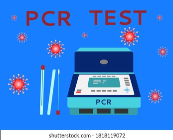 PCR Laboratory Equipment For Molecular Biological Research With Bacteria Or Viruses And Smear. Concept Of Diagnosing Diseases, Establishing Paternity, Cloning Genes, Isolating New Genes. Vector