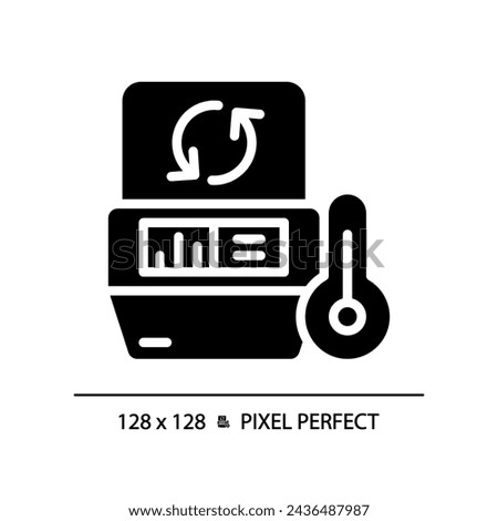 Pcr machine pixel perfect black glyph icon. Thermal cycler. Polymerase chain reaction. Dna replication. Rapid test. Silhouette symbol on white space. Solid pictogram. Vector isolated illustration