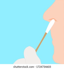  PCR test for covid-19 influenza check, nasal swab laboratory test for corona virus infection, diagnosis of influenza. Pediatrician taking nasal mucus test sample from people nose.