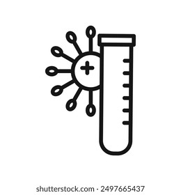 Icono de prueba PCR Vector de arte de línea negra