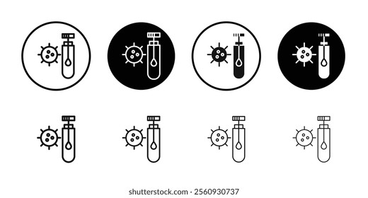 PCR test icon Flat outline fill set collection